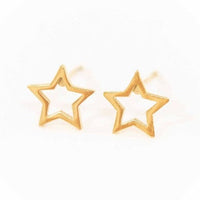 Lilac and Rose Star Outline Stud Earrings in Gold or Silver