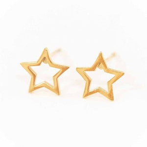 Lilac and Rose Star Outline Stud Earrings in Gold or Silver