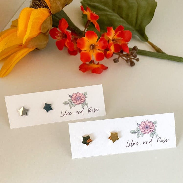 Lilac and Rose Star Stud Earrings