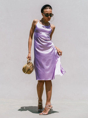 M.USE Women's Dress L / Lavender M.USE Florida Minimal Satin Slip Dress