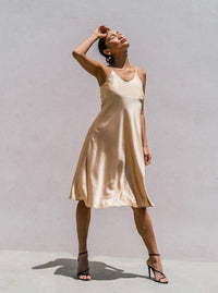 M.USE Women's Dress L / Light Gold M.USE Florida Minimal Satin Slip Dress
