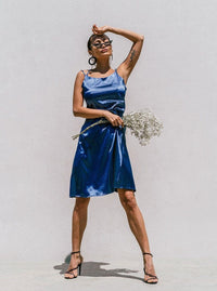 M.USE Women's Dress L / Royal Blue M.USE Florida Minimal Satin Slip Dress