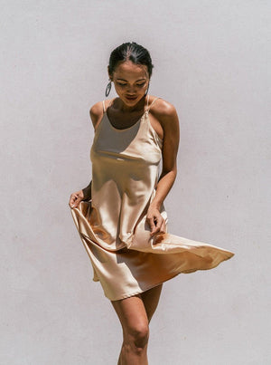 M.USE Women's Dress M / Light Gold M.USE Florida Minimal Satin Slip Dress