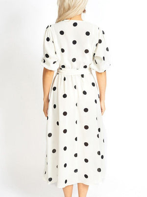 M.USE Women's Dress M.USE Athens Modest Cut Polka Dot Maxi Dress