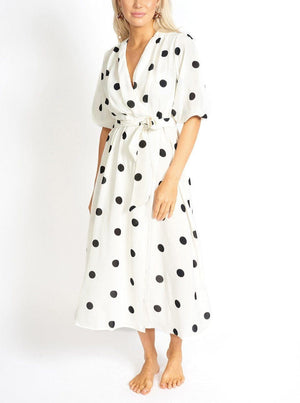 M.USE Women's Dress M.USE Athens Modest Cut Polka Dot Maxi Dress