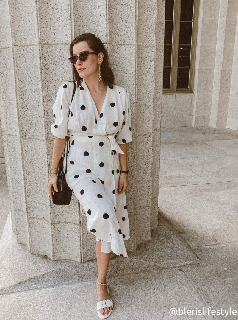 M.USE Women's Dress M.USE Athens Modest Cut Polka Dot Maxi Dress