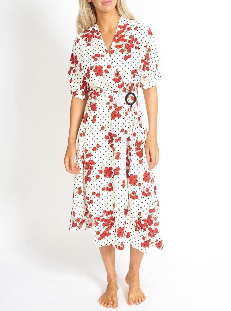 M.USE Women's Dress M.USE Cherry and  Polka Dot Wrap Style Dress