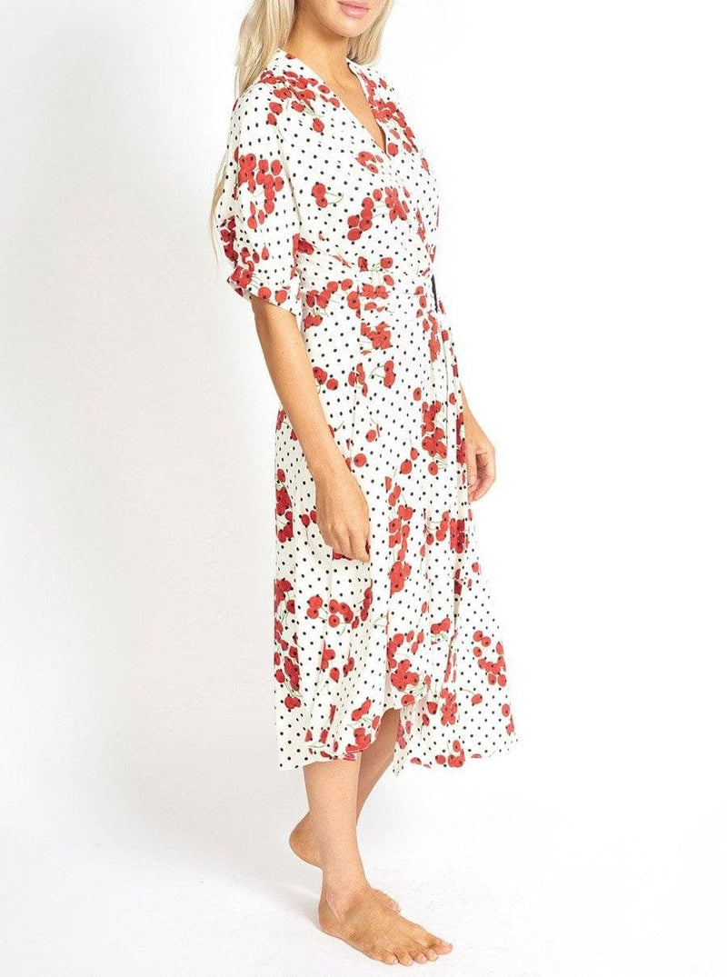 M.USE Women's Dress M.USE Cherry and  Polka Dot Wrap Style Dress