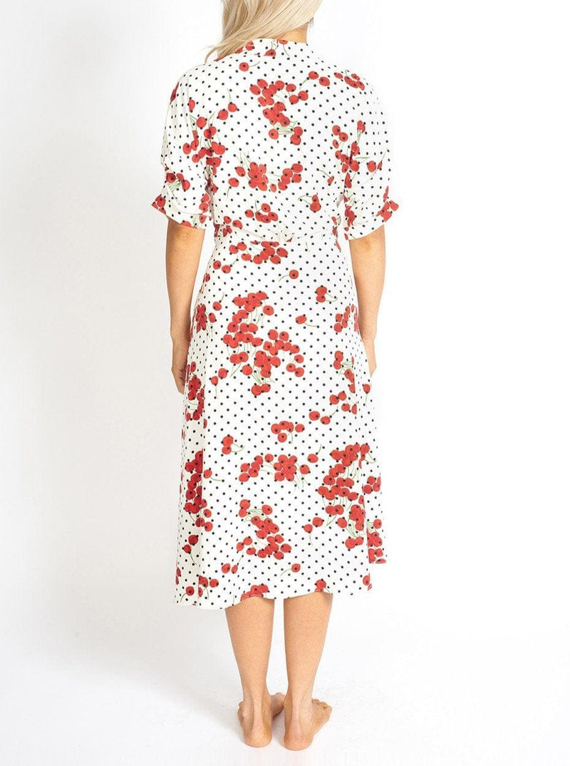 M.USE Women's Dress M.USE Cherry and  Polka Dot Wrap Style Dress