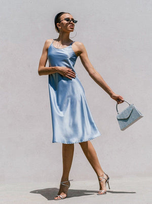 M.USE Women's Dress S / Baby Blue M.USE Florida Minimal Satin Slip Dress