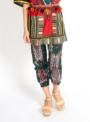 M.USE Women's Pants & Trousers M.USE Boho Yoga Hippie Green Print Pants