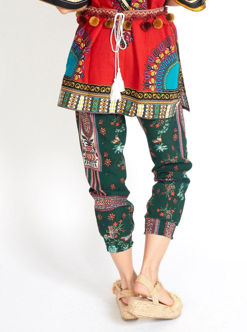 M.USE Women's Pants & Trousers M.USE Boho Yoga Hippie Green Print Pants