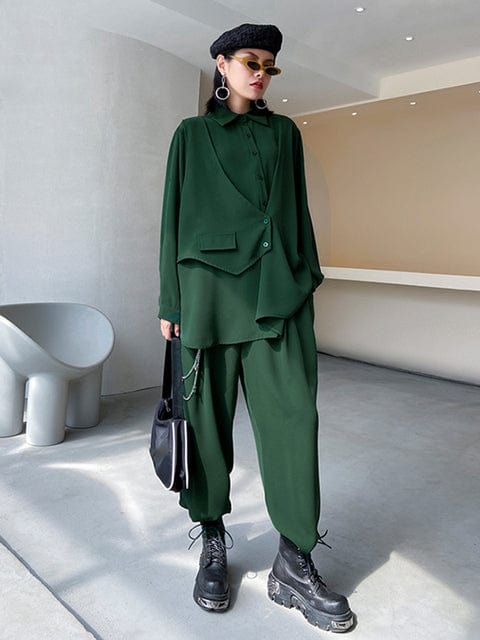 marigoldshadows Women's Blazer Green / OS Kuro Two Piece Pant Set