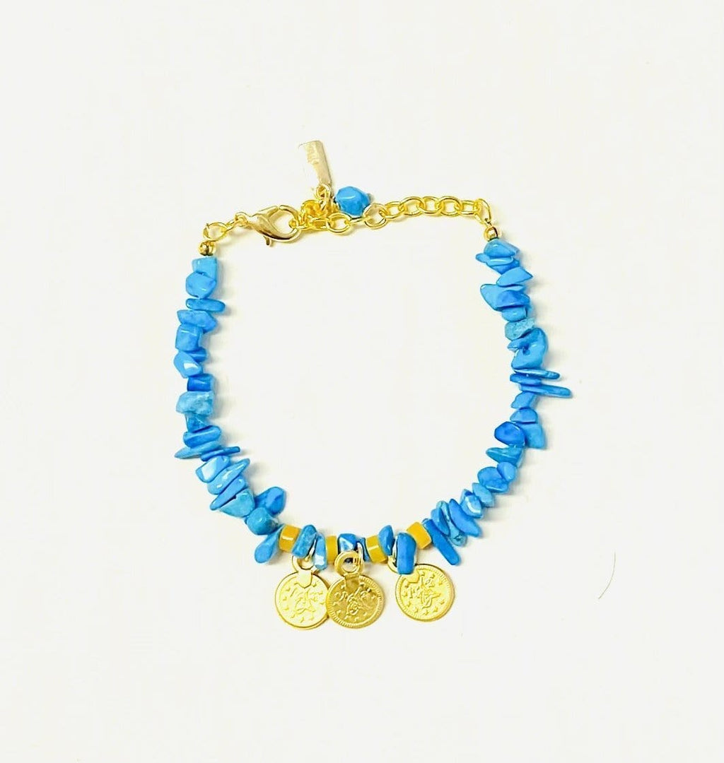 MINU Jewels Bracelet Fairuz Bracelet in Turquoise on Gold Plated Chain | MINU