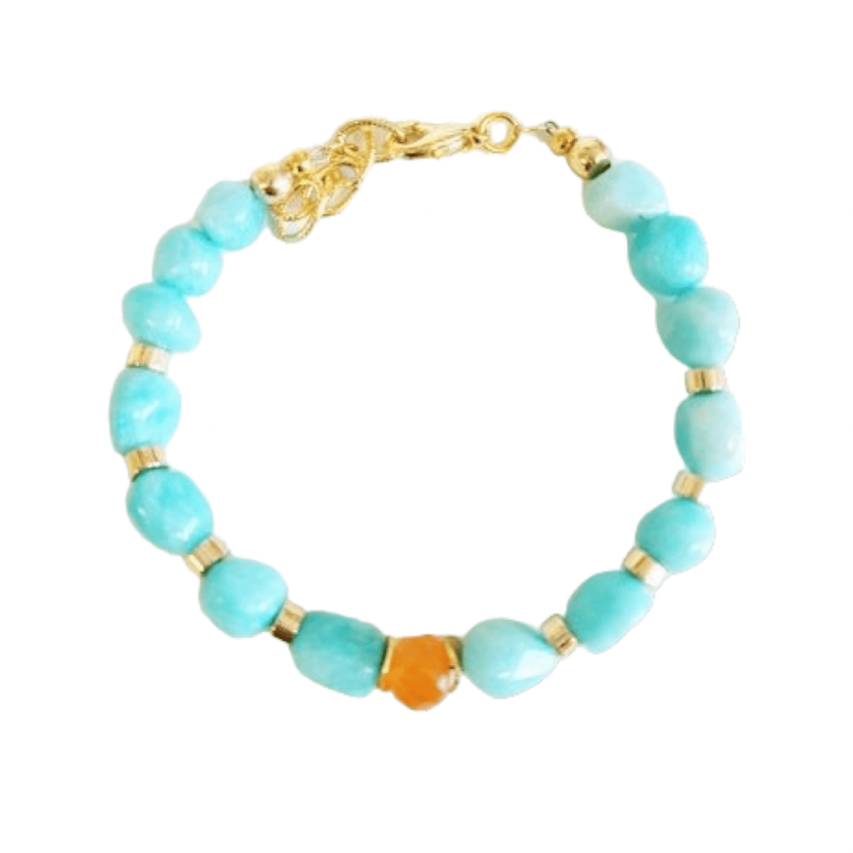 MINU Jewels Bracelet Isna Amazonite with Faceted Orange-Red Agate 7-8" Bracelet  | MINU