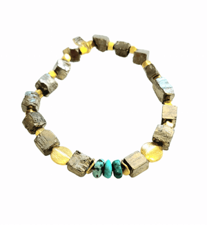 MINU Jewels Bracelet Pyra Turquoise Bracelet In Gold Pyrite Cubes & Nuggets