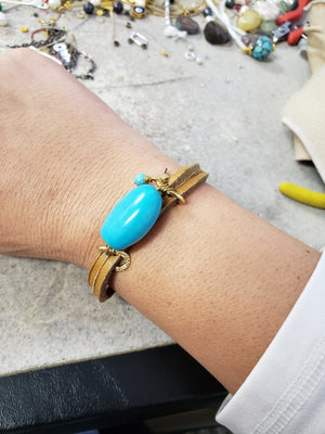 MINU Jewels Bracelet Turquoise Hania Leather Bracelet with Turquoise & Gold Plated Accents | MINU