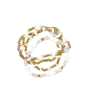 MINU Jewels Bracelet Women's White Shell Pearls & Gold Plated Accents Desert Bracelets | MINU