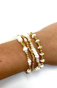 MINU Jewels Bracelet Women's White Shell Pearls & Gold Plated Accents Desert Bracelets | MINU