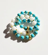 MINU Jewels Bracelets 2-Turquoise & 1-White Jade / Multi Turquoise & White Bracelets