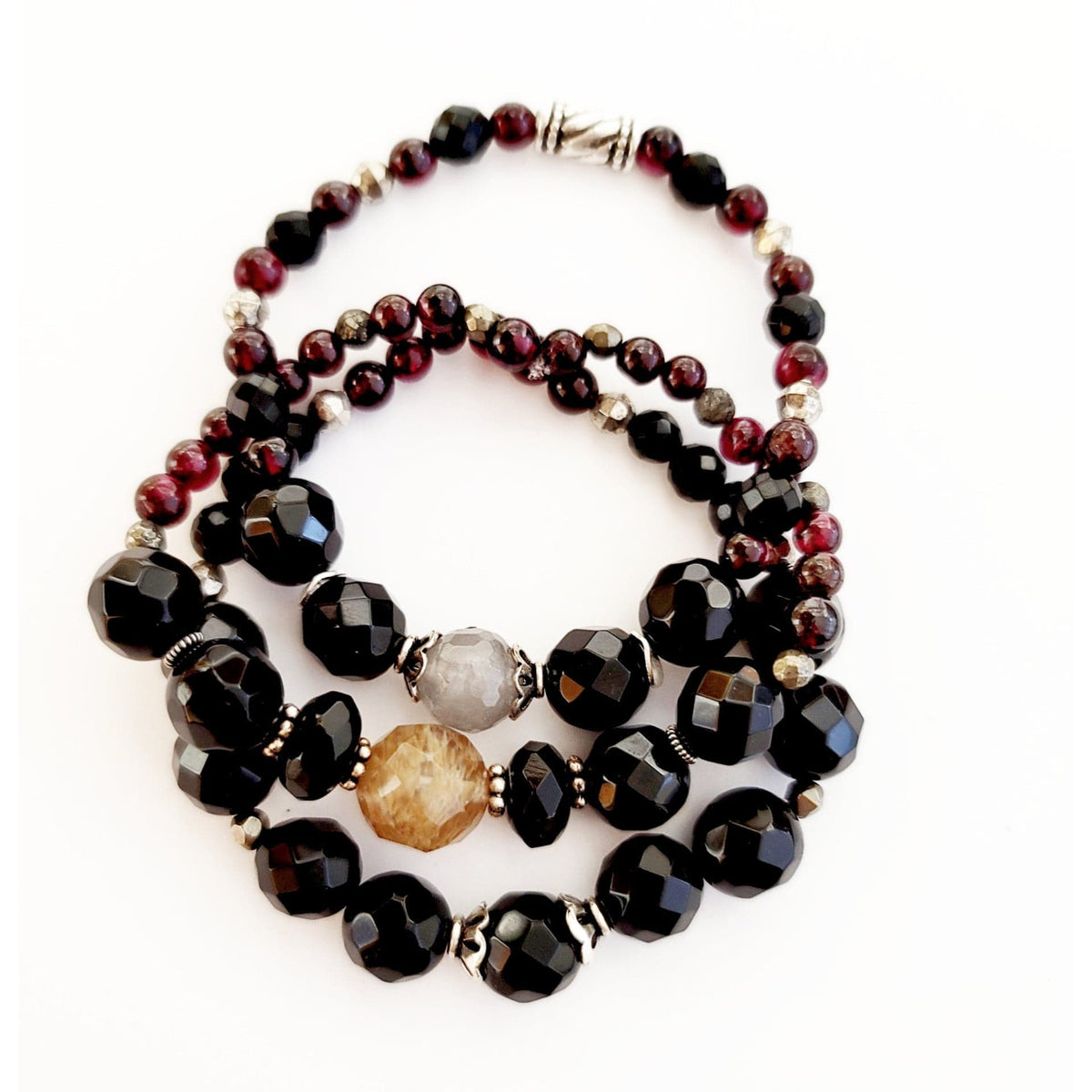 MINU Jewels Bracelets Black/Multi / OS MINU Jewels Beltza Mis of Gemstone Bracelets - Set of 3