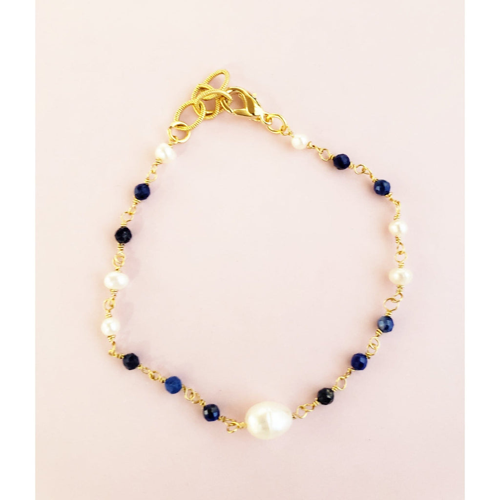 MINU Jewels Bracelets Blue/Pearl/Gold Melia Bracelet