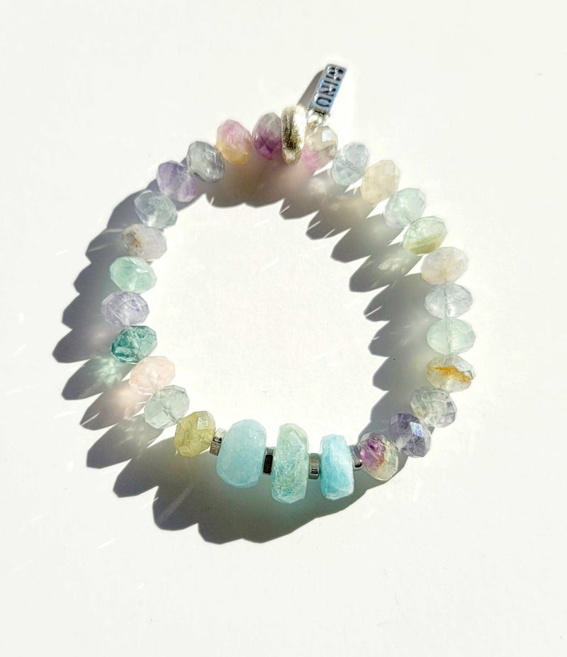 MINU Jewels Bracelets Faceted Flourite & Aquamarine Blue Gemstone Bracelets