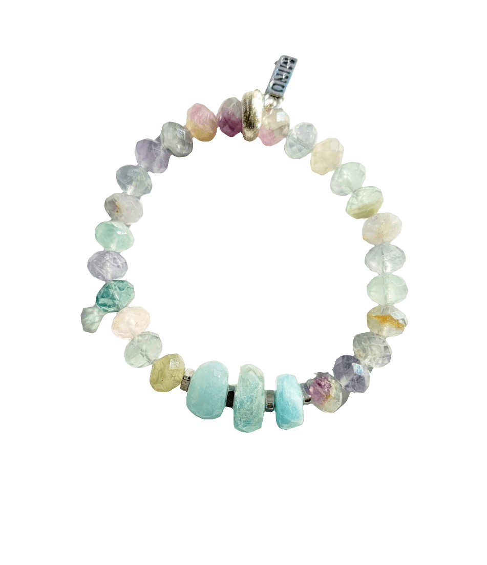 MINU Jewels Bracelets Faceted Flourite & Aquamarine Blue Gemstone Bracelets