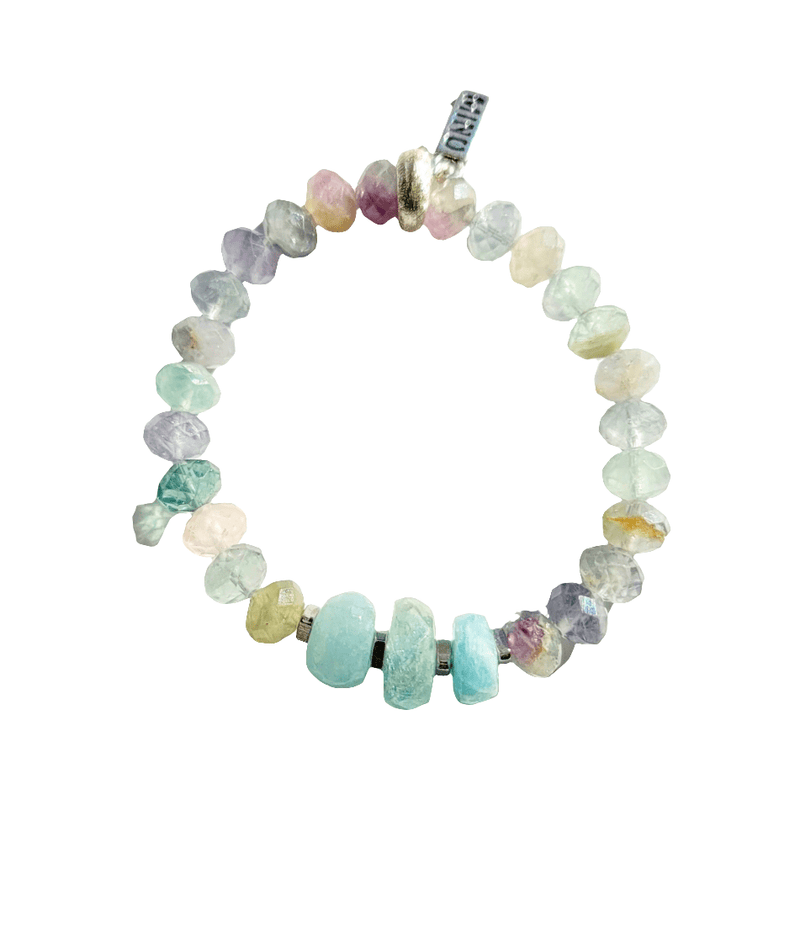 MINU Jewels Bracelets Faceted Flourite & Aquamarine Blue Gemstone Bracelets