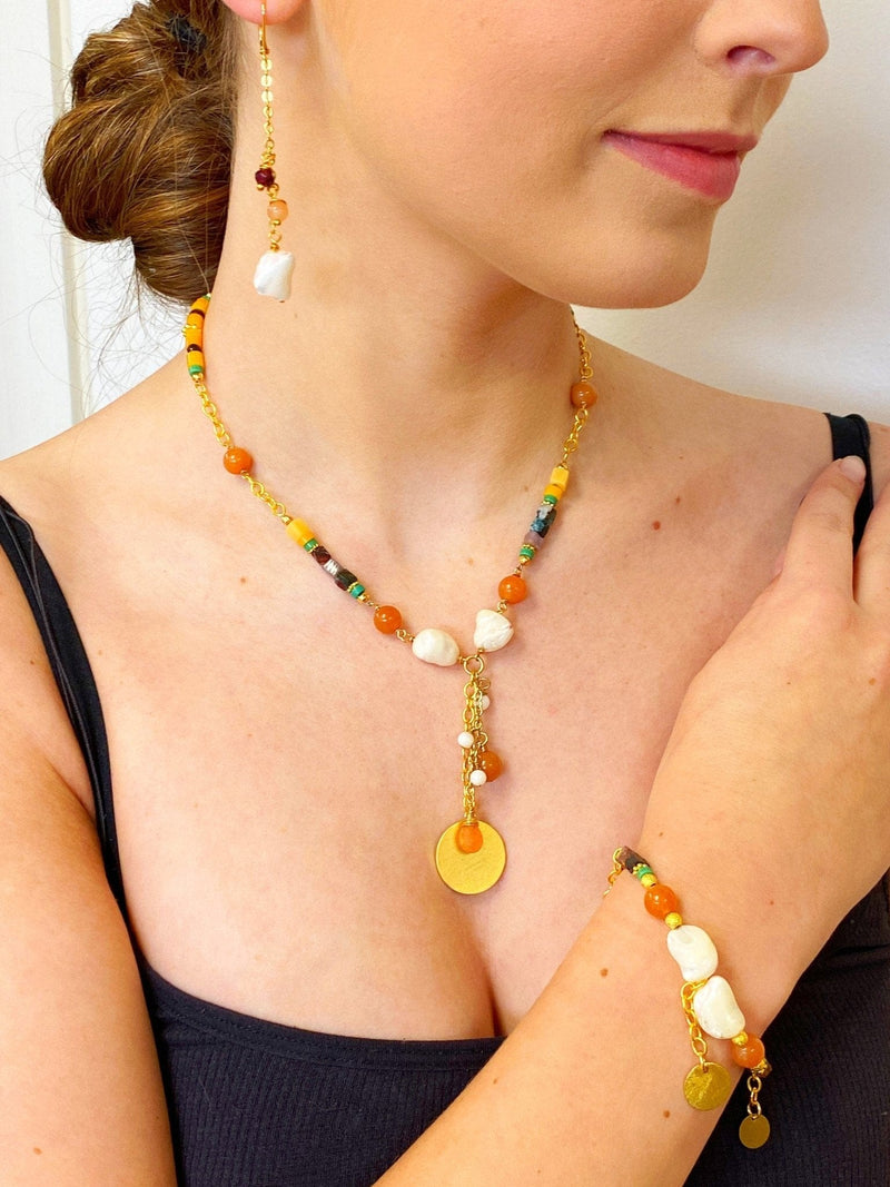 MINU Jewels Bracelets Gold/Multi Mander Bracelet In Mother Of Pearl, Jasper, Howlite, & Jade