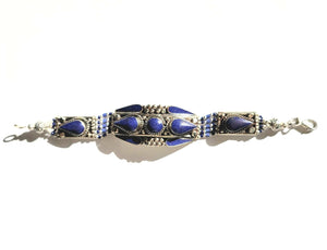 MINU Jewels Bracelets Lapis Nebi Silver Plated Semi Cuff Bracelet in Turquoise, Lapis, or Yellow Jade