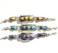 MINU Jewels Bracelets Nebi Silver Plated Semi Cuff Bracelet in Turquoise, Lapis, or Yellow Jade