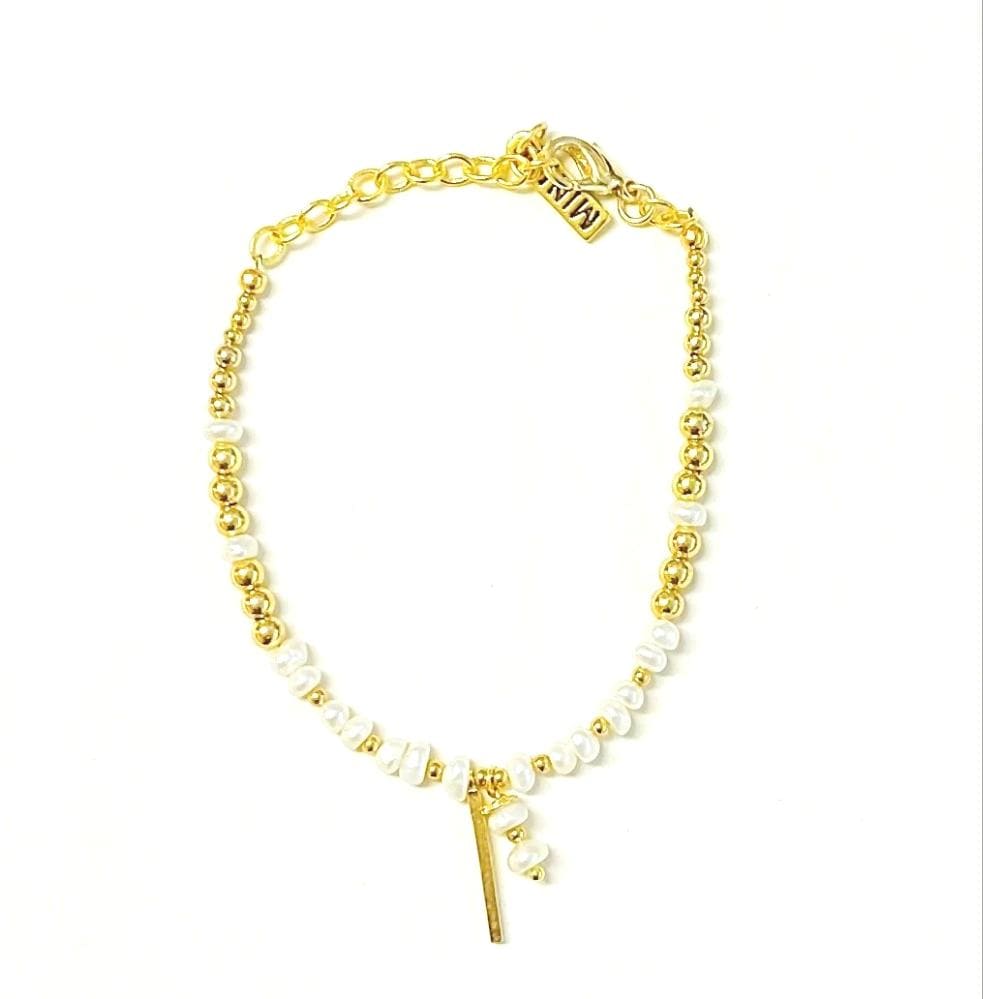 MINU Jewels Bracelets Pearl/Gold Perla Bar Bracelet