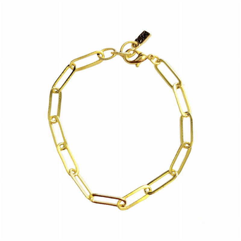MINU Jewels Bracelets Plain Paper Clip Chain Adjustable-Length Bracelet with Turquoise & Gold Disc Charms | MINU