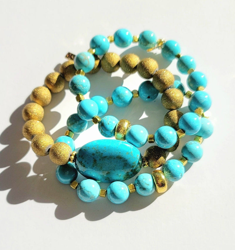 MINU Jewels Bracelets Rustic Turquoise Stack- Set of 3