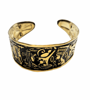 MINU Jewels Bracelets Seti / Brass Pharaonic Cuff Bracelets in Oxidized Brass
