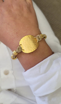 MINU Jewels Bracelets Suede Hammered Gold Plated Disc Bracelet