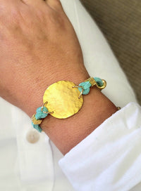 MINU Jewels Bracelets Suede Hammered Gold Plated Disc Bracelet