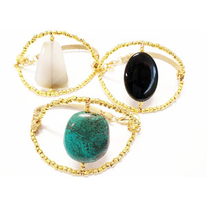 MINU Jewels Bracelets Sunera Gold Plated Bracelet in Turquoise, Chalcedony, or Black Onyx