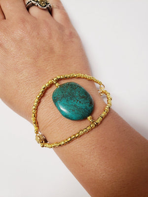 MINU Jewels Bracelets Sunera Gold Plated Bracelet in Turquoise, Chalcedony, or Black Onyx