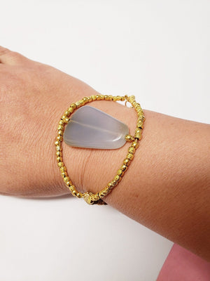 MINU Jewels Bracelets Sunera Gold Plated Bracelet in Turquoise, Chalcedony, or Black Onyx