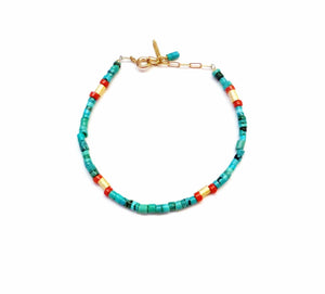 MINU Jewels Bracelets Turquoise Heishi / OS MINU Jewels Boho Stacking Bracelets in Coral, Turquoise, Yellow Onyx, Citrine, & Amazonite with Gold-Plated Accent