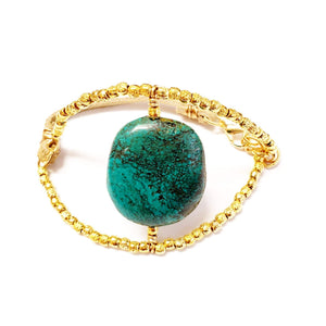 MINU Jewels Bracelets Turquoise Sunera Gold Plated Bracelet in Turquoise, Chalcedony, or Black Onyx