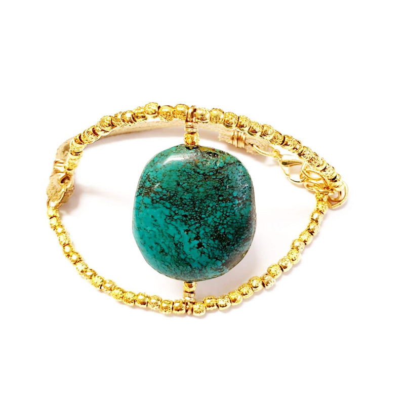 MINU Jewels Bracelets Turquoise Sunera Gold Plated Bracelet in Turquoise, Chalcedony, or Black Onyx