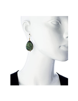 MINU Jewels Earrings Aly Azurite & Malachite 2" Teardrop Earrings