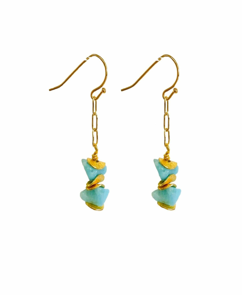 MINU Jewels Earrings Amazonite Nefatari 1.5" Drop Gold Chain Earrings With Amazonite or Turquoise