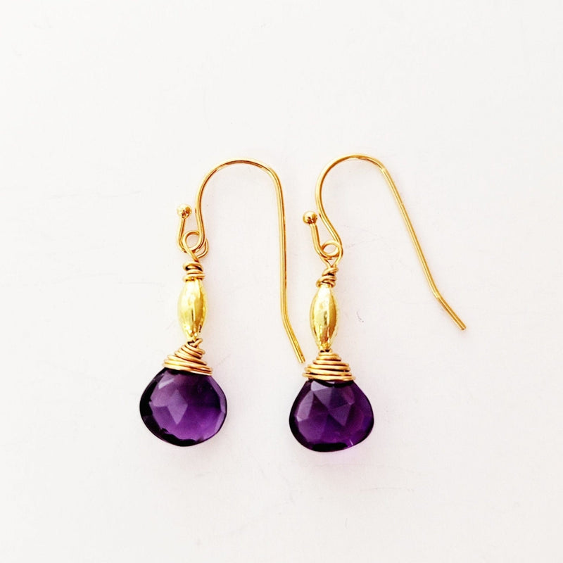 MINU Jewels Earrings Amethyst & Gold Plated 1" Drop Earrings | MINU