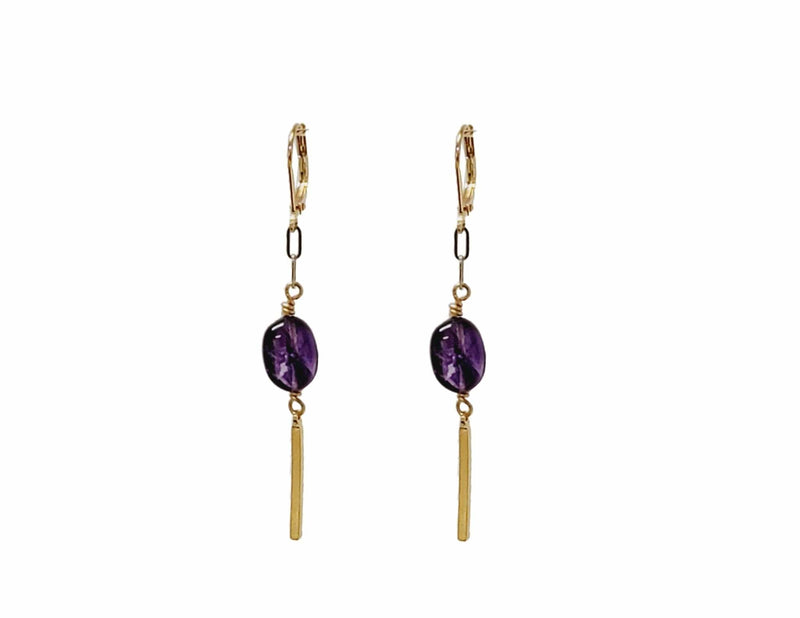 MINU Jewels Earrings Amethyst / OS MINU Jewels MINU Jewels Bar Drop Earrings - Colors Available