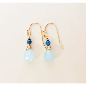 MINU Jewels Earrings Aqua Chaly 1" Drop Earrings in Faceted Chalcedony & Apatite | MINU