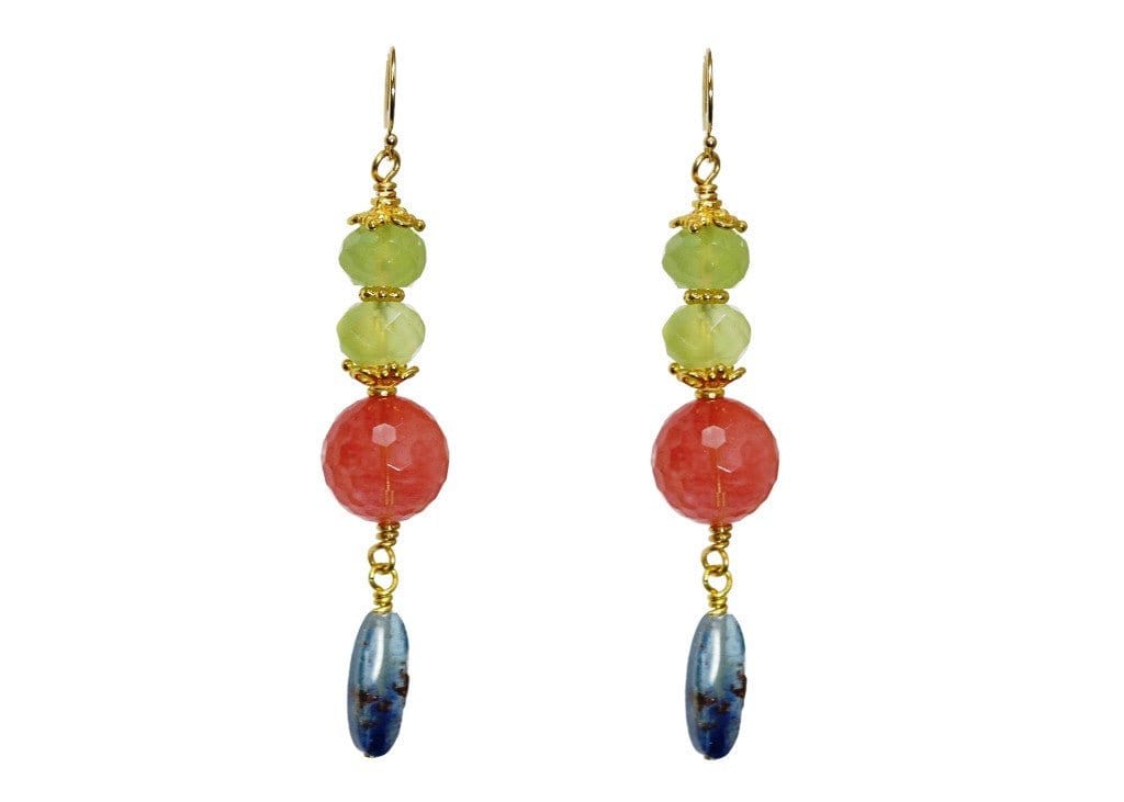 MINU Jewels Earrings Blue/Cherry/Multi Candi 2 Drop Earrings in Kyanite, Pineapple Quartz, & Cherry Quartz